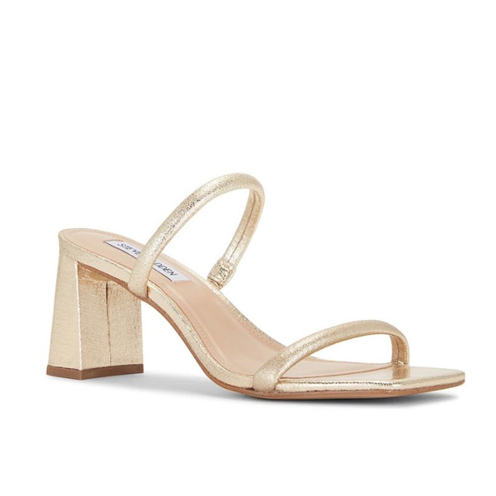 Steve Madden Lilah Metallic Classic Block Heels Gold Size 8
